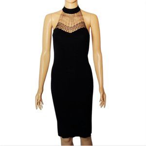 Faust Black Knit Evening Dress with Low Back. Size M. #4-0204